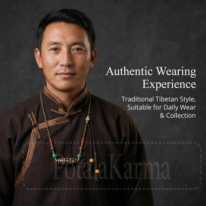 Potala Karma nine eye dzi bead necklace full view