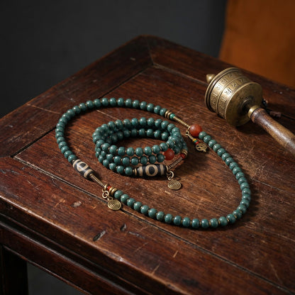 One eye dzi bead bracelet necklace main view