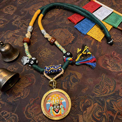Zaki Lhamo thangka pendant full necklace detail