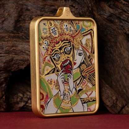 Hand painted thangka pendant No 3 display view