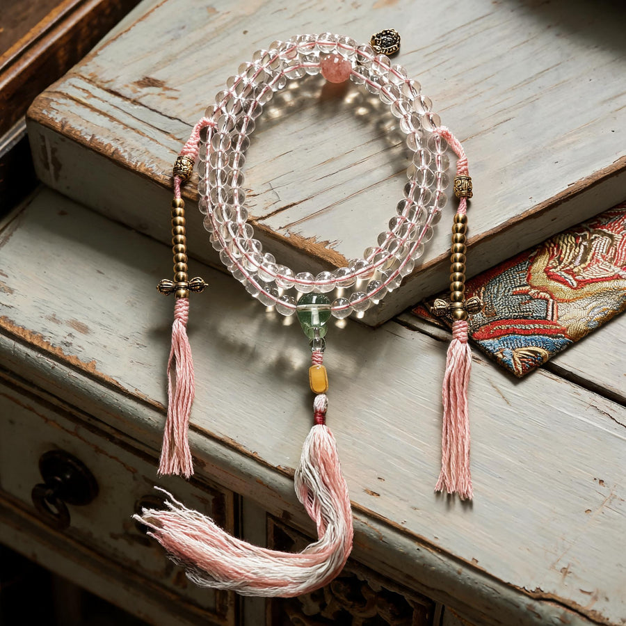 Clear quartz 108-bead mala hero