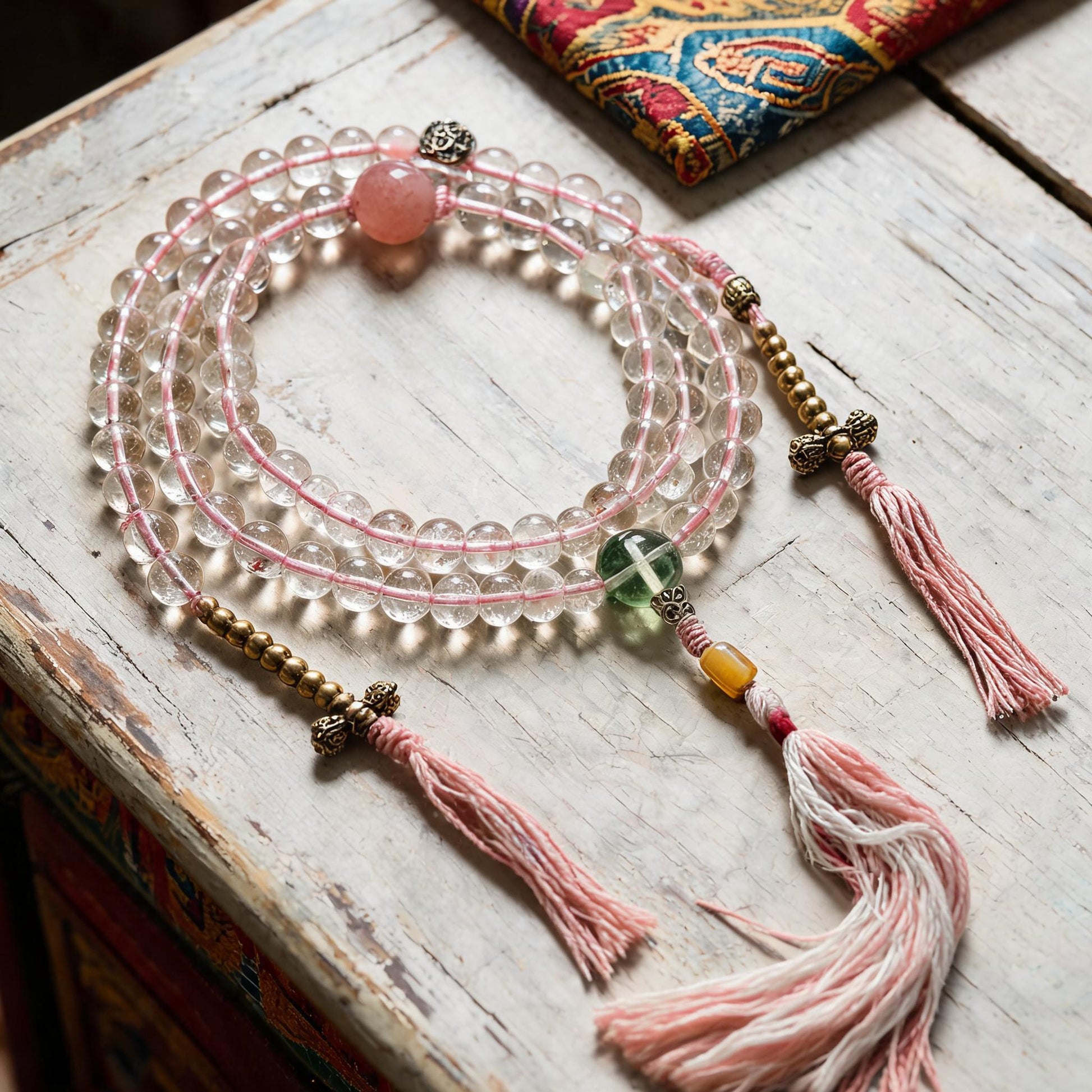 Clear quartz mala view 2