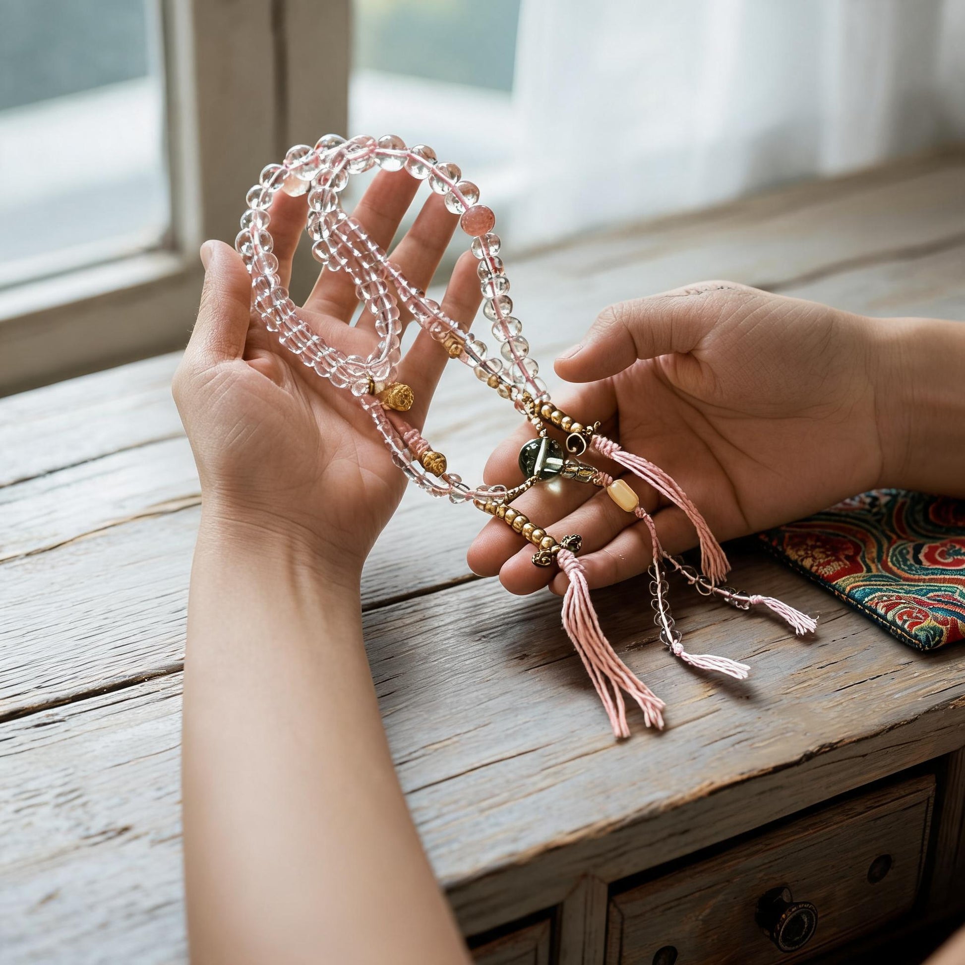 Clear quartz mala view 5