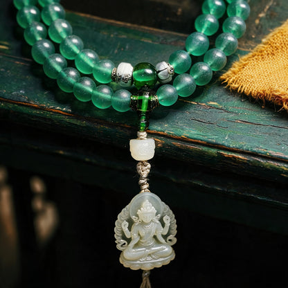 Green glass mala view 3