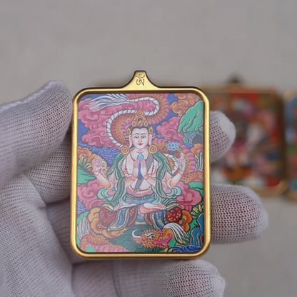 Potala Karma hand painted thangka pendant video