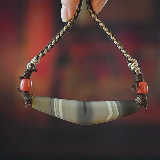 Collector-Grade Banded Horn-Form Dzi Necklace | One of One - source product video